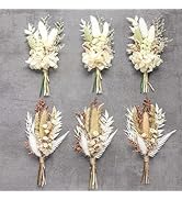 Mini dried flower bouquet set (6 pcs), men's corsage, party dinner plate decoration, bridesmaid f...