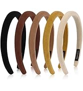 Wecoe Padded Headbands for Women 5pcs Fall & Winter Neutral Plain Sueded-Like Headbands Fashion N...