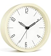 Noubnea Battery Operated Loud Alarm Clock for Heavy Sleepers, 4.5" Modern Round Plastic Analog De...
