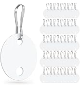 Uniclife 50 Pcs Key Tags 1 Inch Plastic Key Chain Tags with Metal Snap Hooks Double-Sided Writabl...