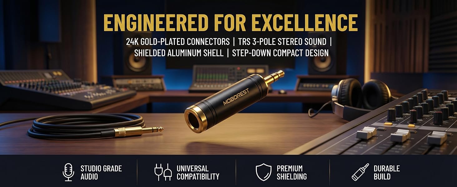 3.5mm to 1/4'' Stereo Audio Adapter, 3.5mm to 1/4'' (6.35mm) Headphone Adapter