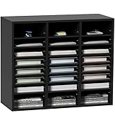 VEVOR Literature Organizers, 24 Compartments Office Mailbox with Adjustable Shelves, Wood Literat...