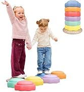 Nuby Stepping Stones StepPebbles with Balance Board - Montessori-Inspired Sensory Play - Stack, S...