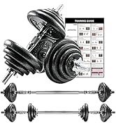 PROIRON 44Lbs Cast Iron Adjustable Dumbbell Set Hand Weight with Solid Dumbbell Handles Changed i...