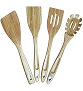 GEEKHOM Bamboo Spatulas for Nonstick Cookware, 13 Inch Wooden Kitchen Utensils, 4 Pack Wooden Spa...