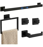 Twirobt 5-Pieces Matte Black Bathroom Accessories Set, 24 Inch Bath Towel Bar Set, SUS 304 Stainl...