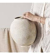 Large White Ceramic Vase - 9.8 Inch Rustic Farmhouse Vase for Home Decor, Minimalist Tall Vases f...