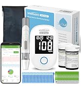 VivaGuard Ino Smart Blood Glucose Monitor Kit with Free App, Bluetooth and Rechargeable Blood Glu...