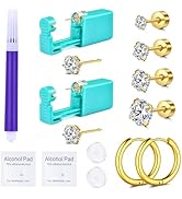 QWALIT Ear Piercing Kit Ear Piercing Gun Kit Gold Self Piercing Earrings Piercing Kit Earring Gun...