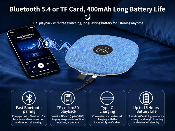 Bluetooth 5.4 or TF Card, 400mAh Long Battery Life