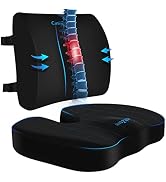CushZone Ergonomic Seat Cushion & Lumbar Support Pillow - Memory Foam for Sciatica Pain Relief & ...