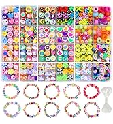 Redtwo 660 Pcs Polymer Clay Beads Bracelet Making kit, 24 Style Cute Fun Clay Beads, Clay Bead Ch...