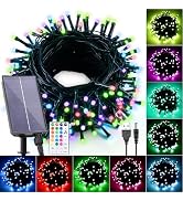 Hozplex Solar String Lights Outdoor Waterproof 40Ft, 18 Colors Changing 100 LED Christmas Lights ...