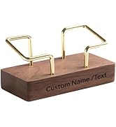 DODOPEN Custom Business Card Holder Desk, Personalized Engraved Wooden Business Card Case Holder,...