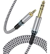 6.35mm to 3.5mm Audio Cable, Braided 1/4" TRS Male to 1/8" Male Adapter Cord, 6.6FT Bidirectional...
