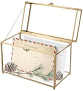 AMGSH Large Capacity Golden Vintage Glass Keepsake Box | Wedding Card Box Glass Jwelry Lidded Box...