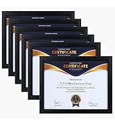 ELSKER&HOME 8.5x11 Picture Frame - Certificate Document Frame 6 Pack with Semi-Tempered Glass - B...