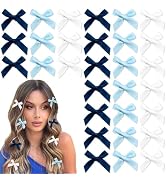 YAEISM 30PCS Bow Hair Clips Blue Satin Small Hair Bows Non Slip Hair Ribbon Coquette Hair Bows fo...