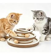 Lulu's world Cat Ball Track Toy,Natural Wooden Kitty Toys Roller,3-Level Tower with Puzzle Top,Fu...