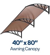 VIVOHOME Polycarbonate Window Door Awning Canopy Brown with Black Bracket 40 Inch x 80 Inch