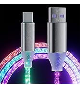 ULIKTO 6.6ft/2m Type C Cable Led Light Up Charger Cord Visible 7 Colors RGB Gradual Changing Shin...