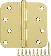 Brass Door Hinges - 18 Pack, 4 Inch, Satin/Brushed Brass, Rounded Front, Heavy Duty Steel, 4 in x...