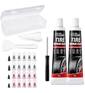 Rvhouse Tire Repair Kit for Car & RV, 50ml Rubber Cement + 10 Screw in Tire Plugs, Fast 30s Dryin...
