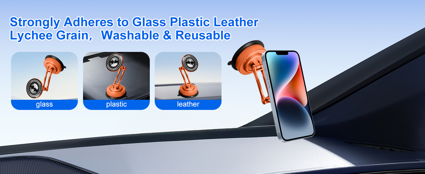 Orange & Coral Orange mount with strong silicone suction cup, fits all surfaces, elegant for ladies