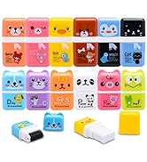 Sooez 12 Pack Pencil Erasers, Cute Erases Pencil Eraser with Clean up Roller Pencil Eraser Shavin...