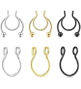 QWALIT Fake Septum Ring Fake Septum Piercing Faux Septum Nose Rings Fake Nose Ring Septum Fake Se...