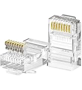 CableGeeker 100-Pack Cat 6 RJ45 Connectors, Gold Plated Cat6 Ends UTP Ethernet Cable Crimp Connec...