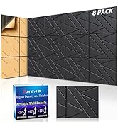 8 Pack Self-Adhesive Soundproof Wall Panels, 12 x 12 x 0.47 In Sound Proof Foam Panels for Walls,...