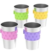 Rich&Ray Reusable Magnetic Fridge Cups 12oz, 4 Pack Hanging on Fridge Magnetic Hanging Cup, Stain...