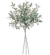SHACOS 3 PCS 39" Fake Olive Tree Branches Olive Stems Large Tall Artificial Greenery Stems Bulk F...