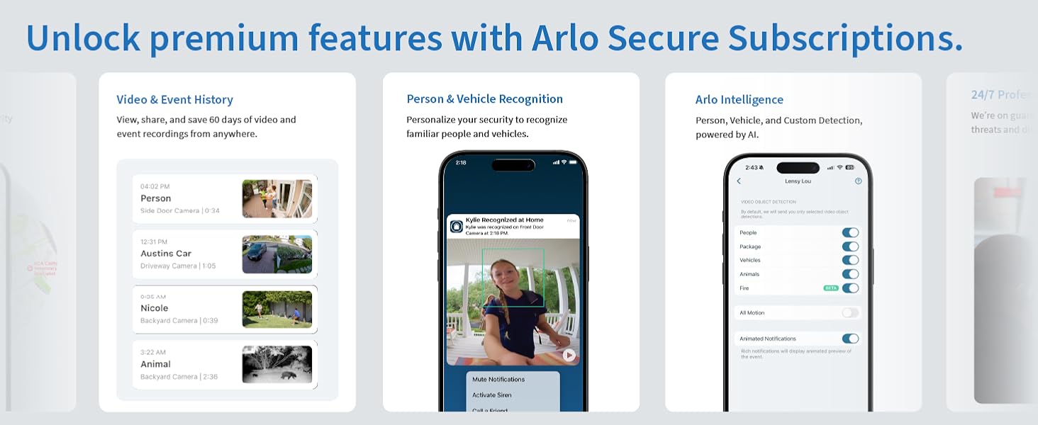 unlock premium features with arlo secure subscriptions