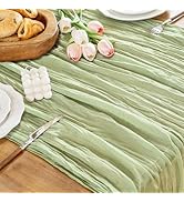 HOMEBROS Cheesecloth Table Runner, 10 Ft Boho Rustic Gauze Table Runner Sheer Wrinkled for Center...