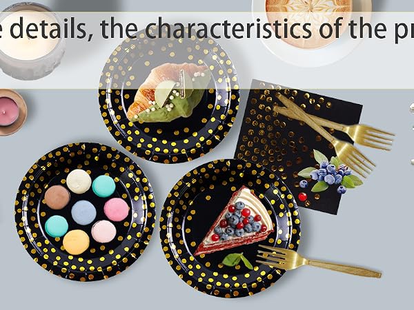 black and gold plates disposable for party