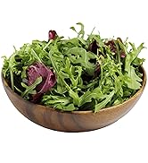 WRIGHTMART Acacia Wood Bowl, Set of 4, 7” Round, for Serving Food, Salads, Fruits, for Kitchen, D...