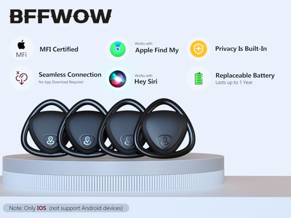 BFFWOW Tracker Tags 4 Pack for IOS