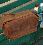RusticTown Leather Toiletry Bag for Men - Travel Shaving Dopp Kit - Bathroom Shower Toiletries Or...