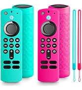 ONEBOM (2 Pack) Silicone TV Remote Cover,Anti Slip Silicone Protective Case with Same Color Lanya...