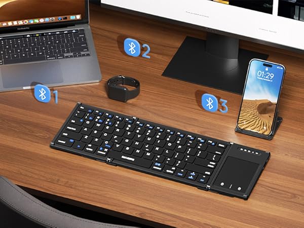 Multi-channel Bluetooth foldable keyboard