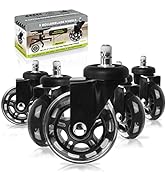 Slipstick CB690 Floor Protecting Rubber Office Chair Caster Wheels (Set ff 5), Roller Style, Univ...