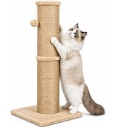 AGYM Sisal Cat Scratching Post for Indoor Cats & Kittens, 5.5" Diameter Heavy Duty Vertical Scrat...