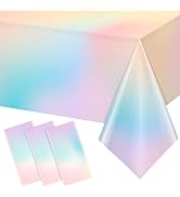 Hallswl 3Pcs Pastel Tablecloths,Plastic Rainbow Tablecloth Disposable Rectangle Pastel Table Cove...