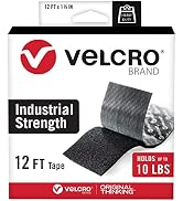 VELCRO Brand Heavy Duty Tape | 12 Foot Roll | Strong Sticky Back Adhesive Holds up to 10 lbs | In...