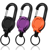 Retractable Keychain 3 Pack, Heavy Duty ID Badge Holder Reel, Multitool Carabine Key Holder for K...