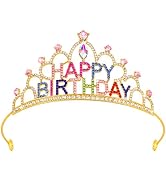 TODDER Birthday Girl Headband Happy Birthday Crown and Tiara for Women Girls Princess Crown for G...