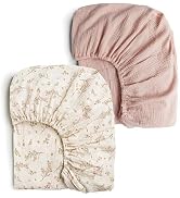 Konssy Muslin Crib Sheets for Girl Boy, 2 PCS Soft and Breathable Cotton Baby Sheets for Standard...