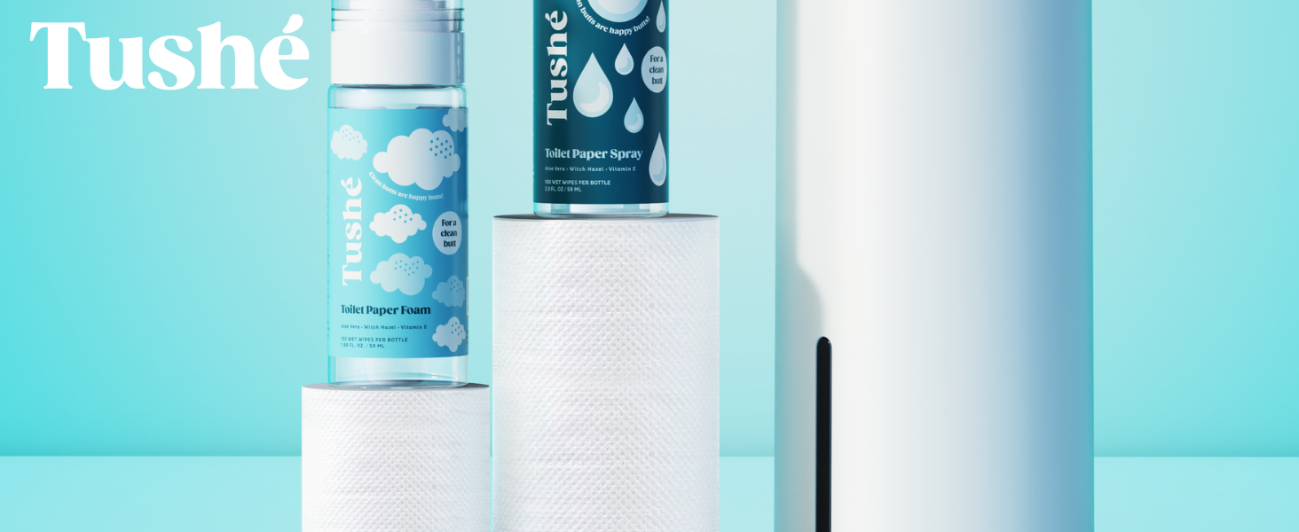 Tushe toilet paper foam: flushable, with aloe vera, vitamin E, and witch hazel